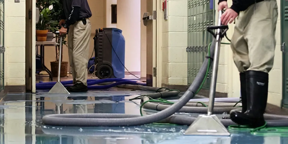 water damage restoration technicians performing professional water extraction inside a property in Scottsdale, AZ